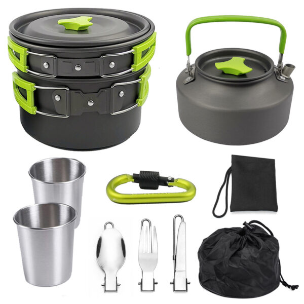 Outdoor Portable Cookware Mess Kit Camping Hiking Picnic - Image 4